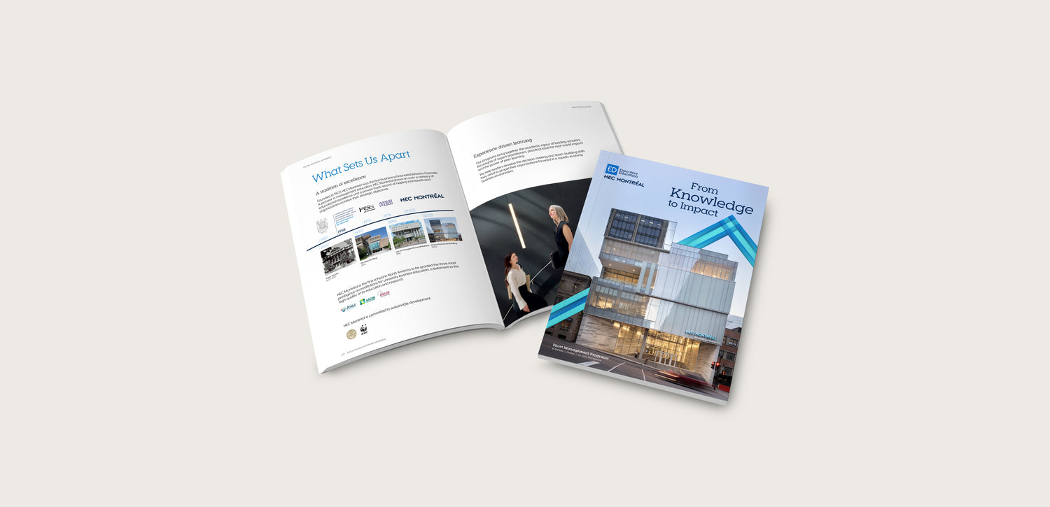 Brochure opened on What sets us apart page and cover page