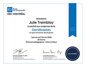 Diplôme de complétion de formation a l'École des dirigeants 